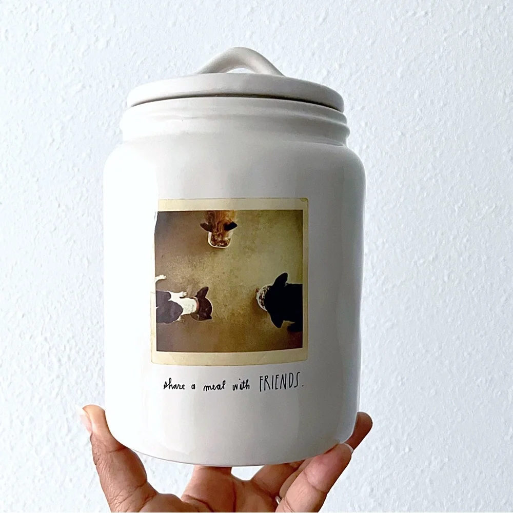 Rae Dunn Share a Meal with Friends Dog Snacks Pet Treat Canister